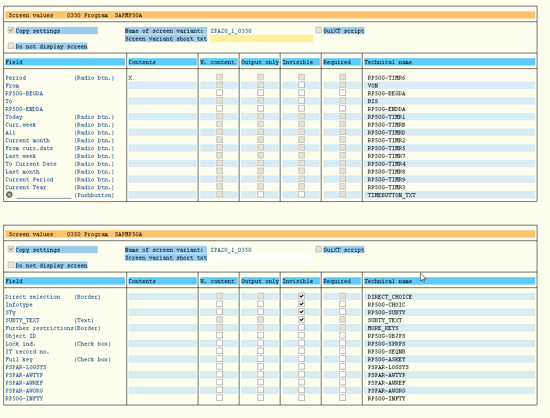 Summary Screen with Settings of the New Transaction Variant (2)