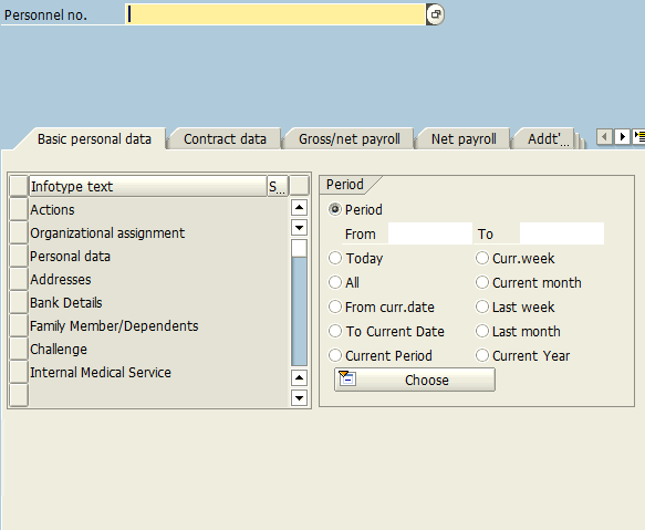 The Modified ZPA20_1 Transaction Variant Screen (without Direct Selection Fields)