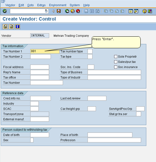 Company Code Level Details (Tax Numbers)