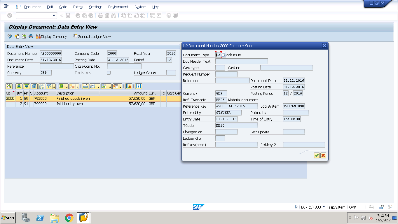 accounting document assignment table in sap