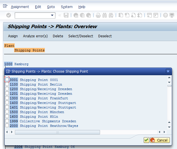 Shipping Point Configuration – Assigning Shipping Point To Plant - List of Shipping Points