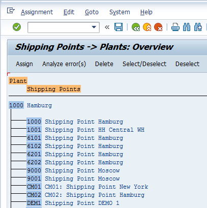 Shipping Point Configuration – Assigning Shipping Point To Plant - The Shipping Point was Assigned