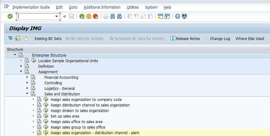 Sales Organization – Distribution Channel - Plant Configuration – Assignment