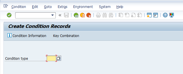 Pricing Condition Master Data - Initial Screen