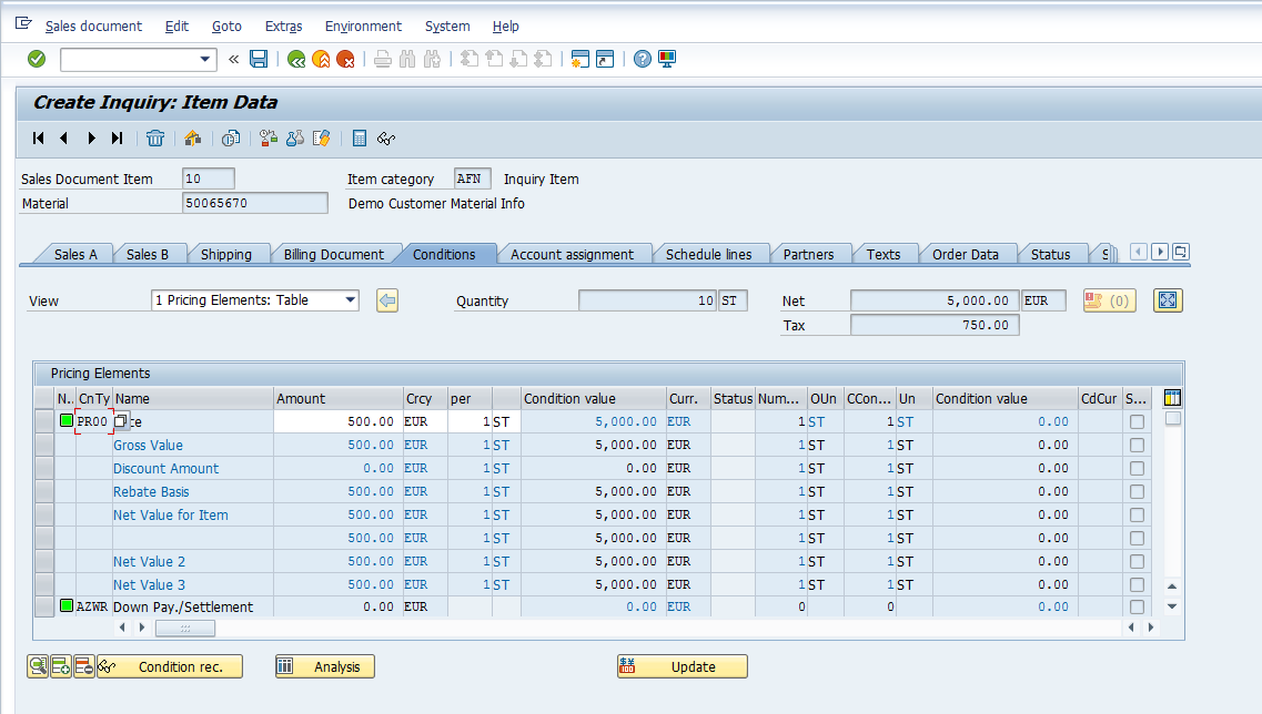 sales document type assignment to sales area table