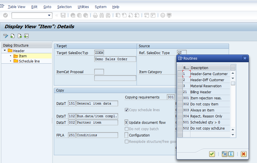 Standard Routines for SAP SD Copy Control at Item Level