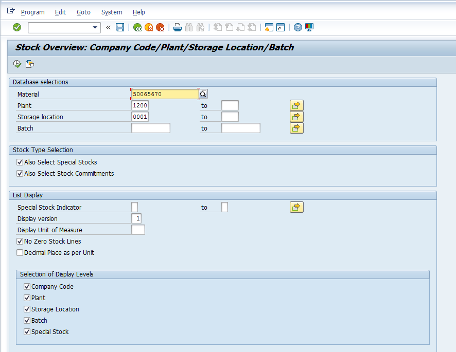 Availability Check in SAP SD – Stock Overview – Initial Screen