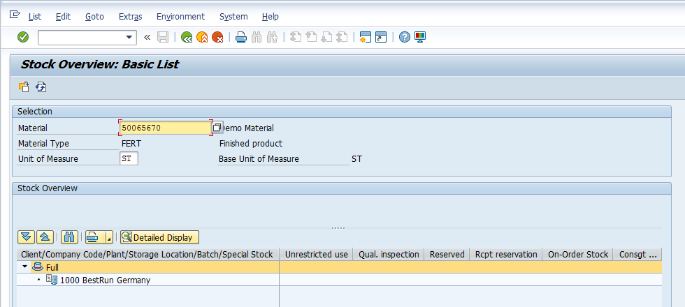Availability Check in SAP SD – Stock Overview