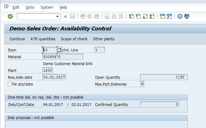 SAP SD Availability Check – Creating Sales Order – Availability Control