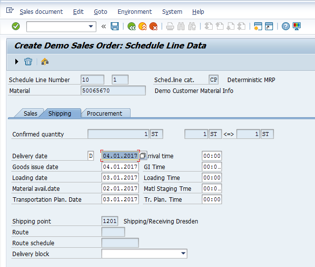 SAP SD Availability Check – Creating Sales Order – Schedule Lines – Shipping Details