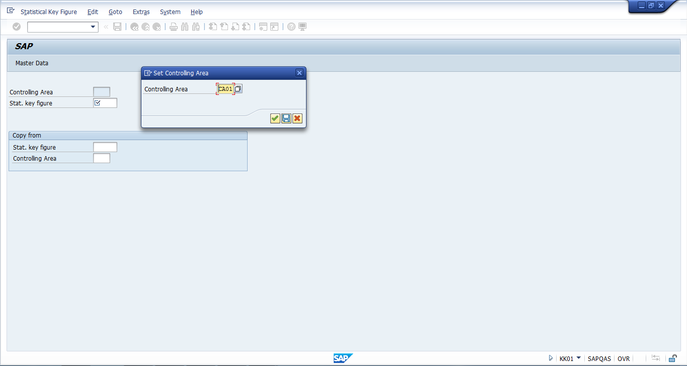 Create SAP Statistical Key Figures – Set Controlling Area