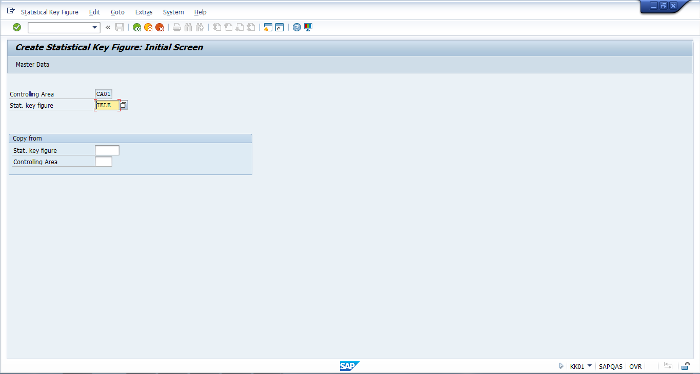 Create SAP Statistical Key Figures – Enter Key Figure Code