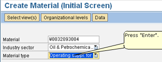 Create Material - Initial Screen