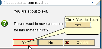 Create a Material - Last Data Screen Reached