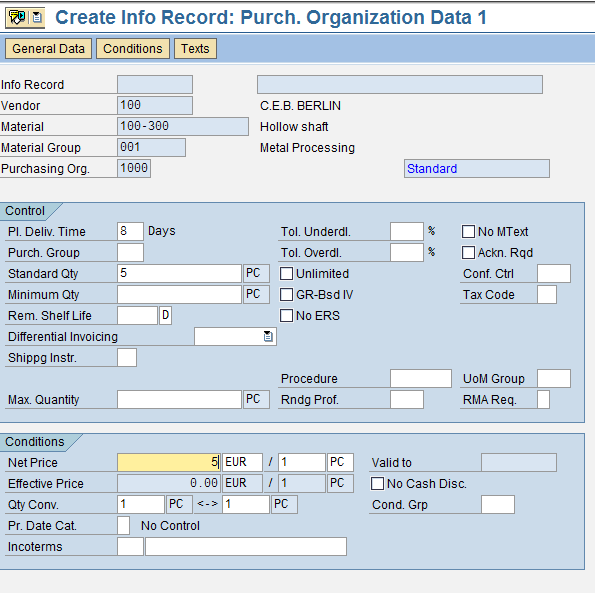 Sap Archive Purchase Info Record