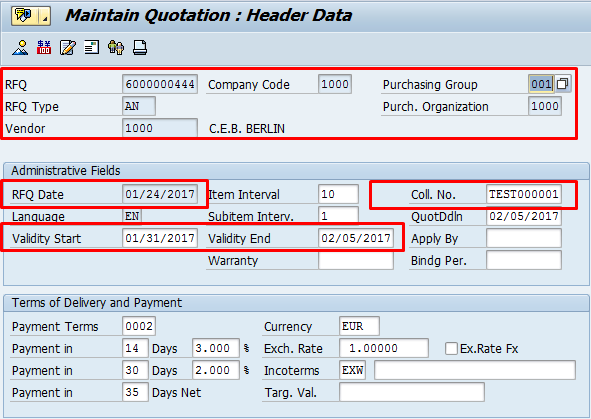 account assignment in rfq sap