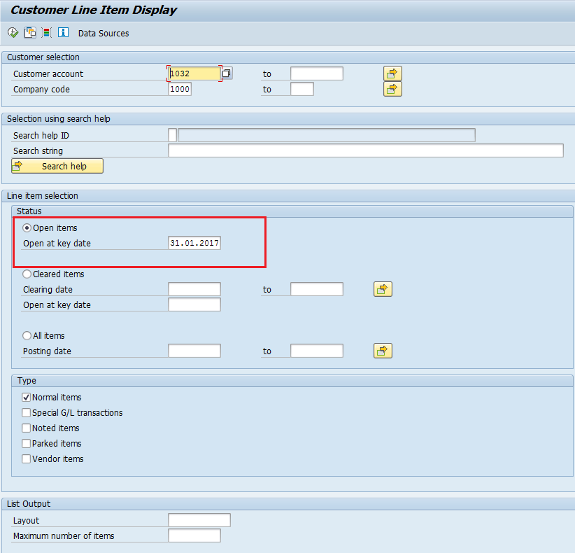 SAP Customer Open Items Display