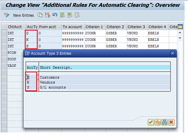 SAP Automatic Clearing Rules – Account Type