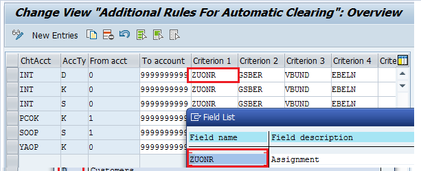 assignment field name in sap