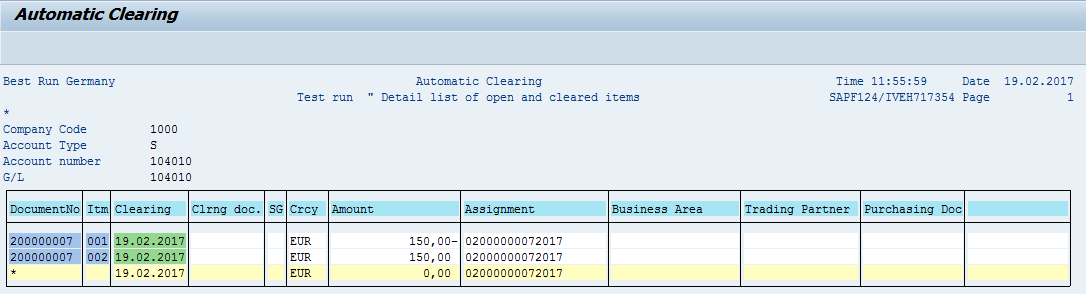 SAP Automatic Clearing – List of Open Items