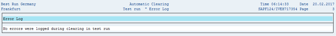 SAP Automatic Clearing – Error Log