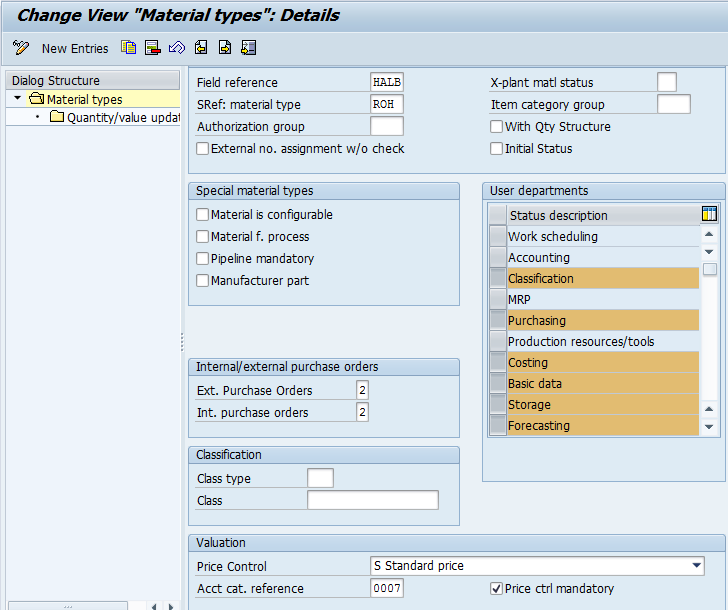 material group to valuation class assignment in sap