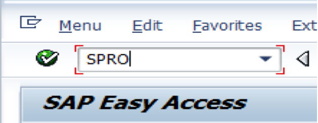 Enter SPRO Transaction Code