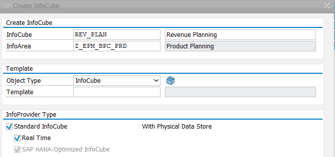 Create SAP Real-Time InfoCube – Select InfoProvider Type