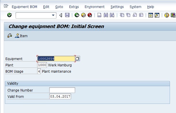 Change Equipment BOM Transaction