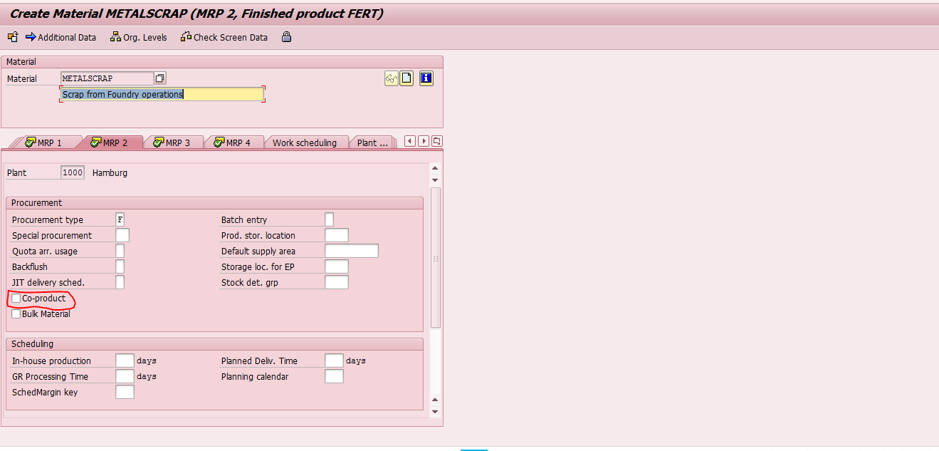 No SAP Co-Product Indicator in Material Master Record of By-Product