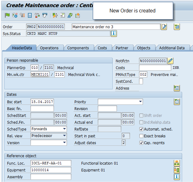 Create SAP Maintenance Order