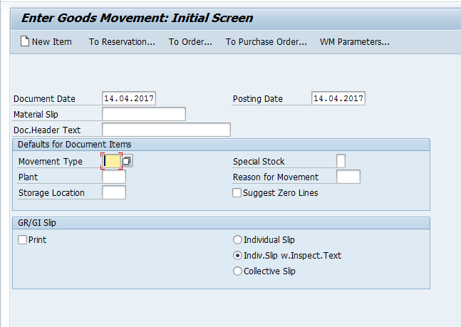 sap movement type 14