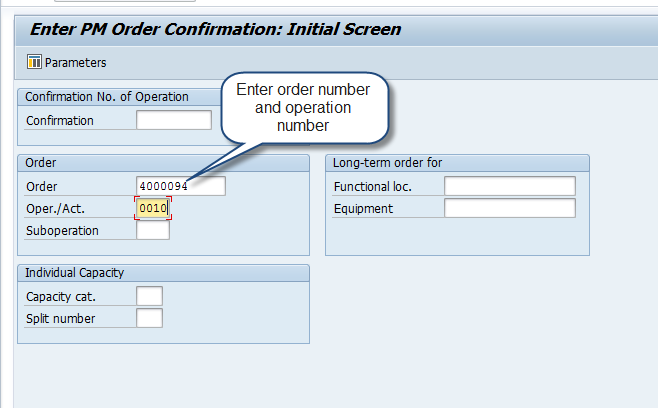SAP PM Order Confirmation
