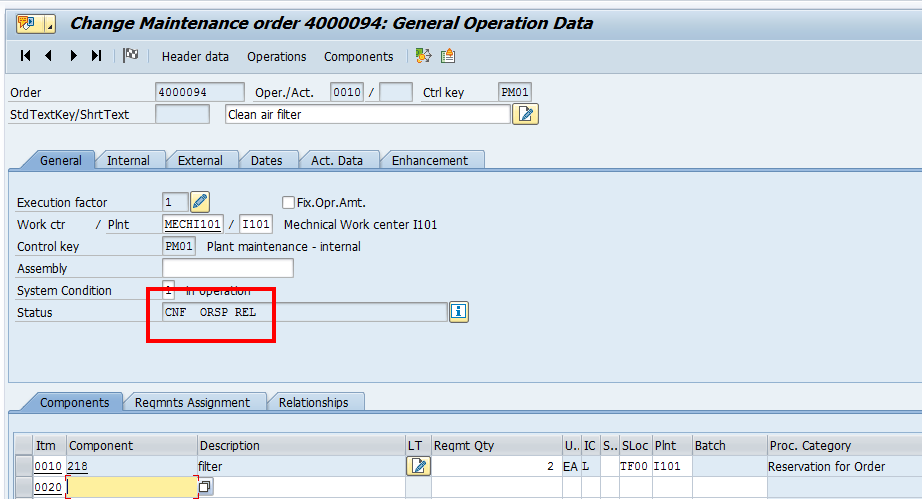 SAP Plant Maintenance Order: Operations Overview