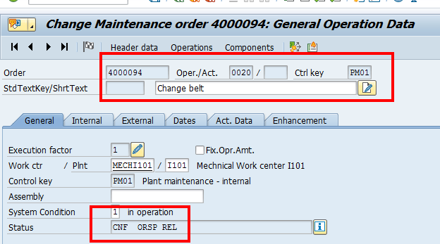 Change SAP Maintenance Order: Operations Overview