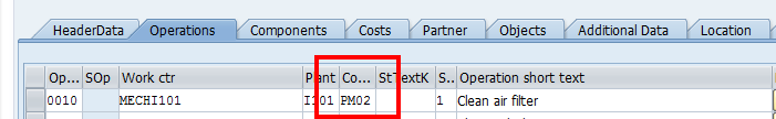 Create Maintenance Order: Operation Tab