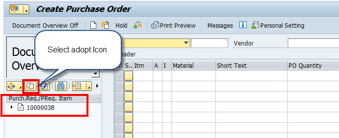 Create SAP Purchase Order – Adopt Data from Purchase Requisition