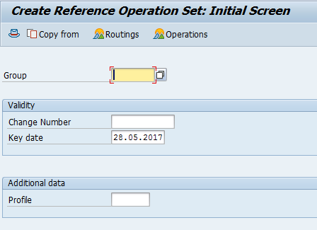 Create SAP Reference Operation Set Transaction – Initial Screen