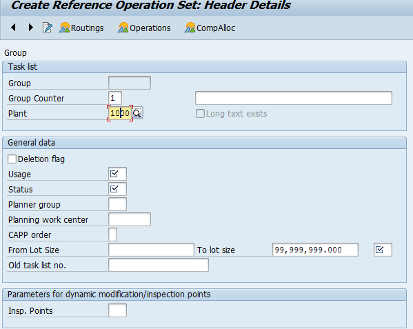 SAP Reference Operation Set – Header Details