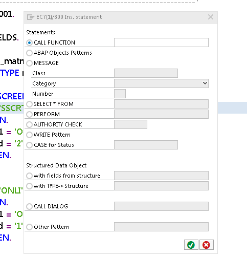 instrukcje ABAP z obsługą wzorców