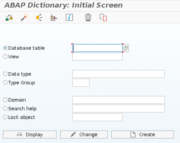 ABAP Dictionary Initial Screen