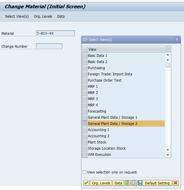 SAP Material Master: Select Views