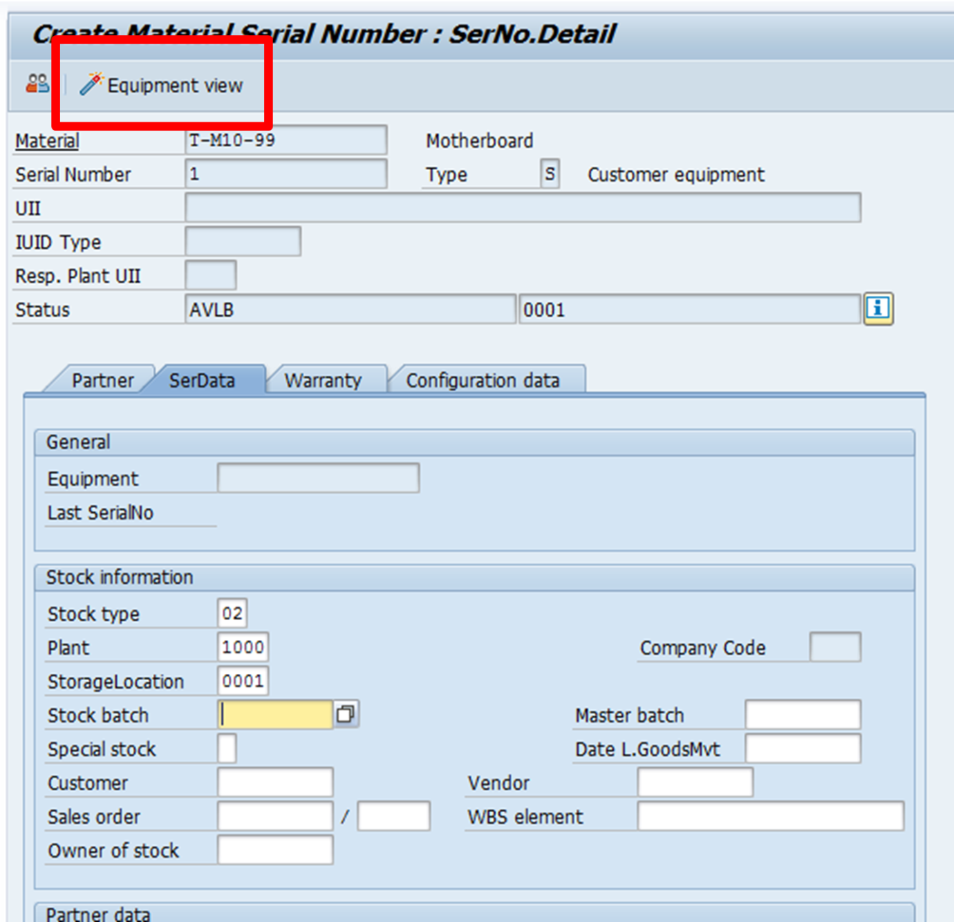 Create Material Serial Number - Details