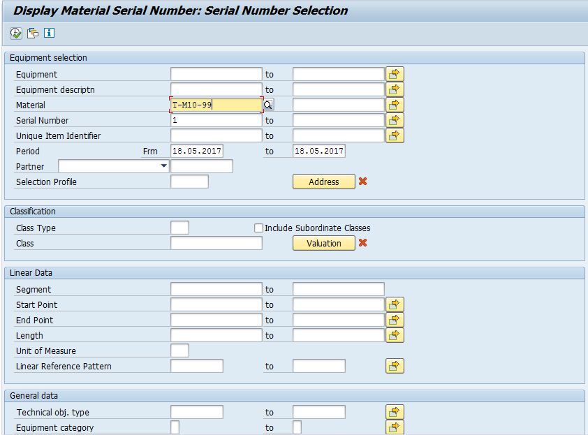 Change Equipment: Selection Input Help