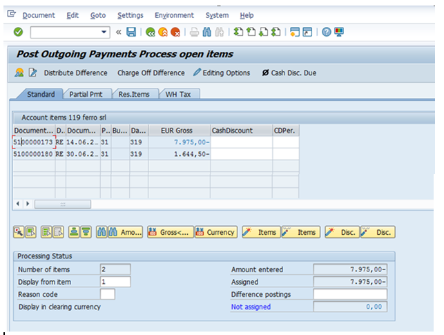 Post Manual Outgoing Payment – Process Open Items