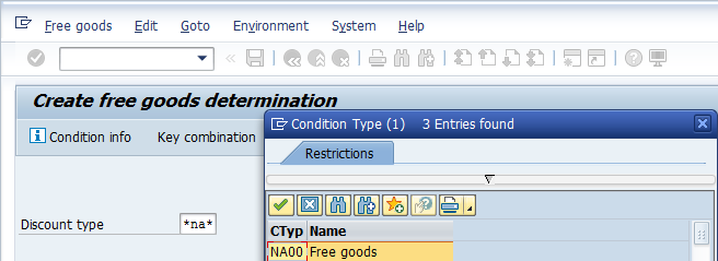 SAP Free Goods Conditions – Initial Screen