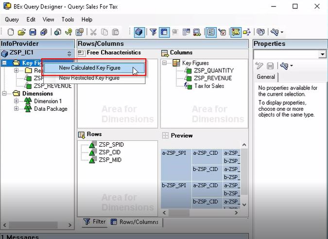 Selecting New Calculated Key Figure Option