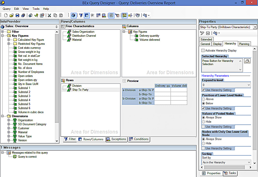 'Hierarchy' tab of Ship-To Party Characteristic