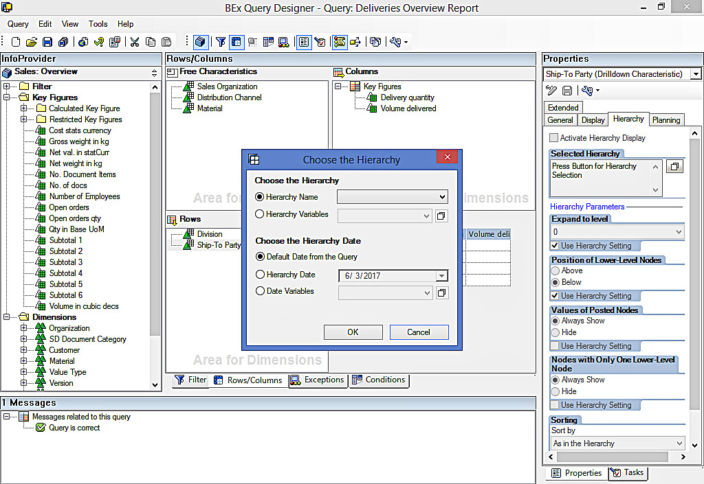 Selecting SAP BW Hierarchy