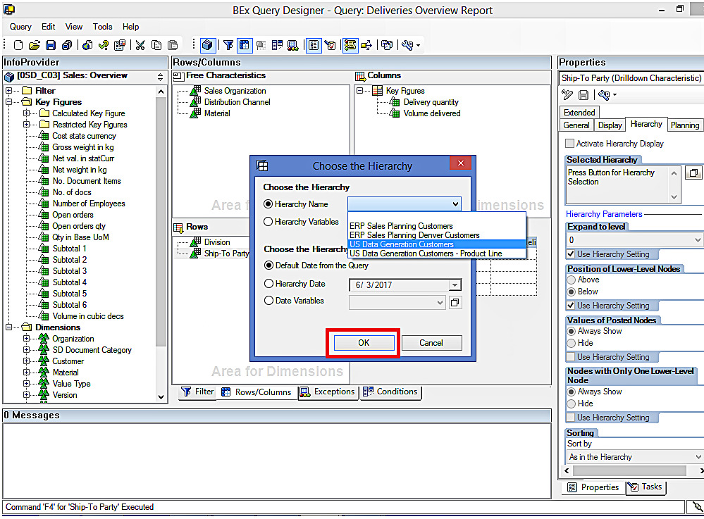 Selecting SAP BW Hierarchy